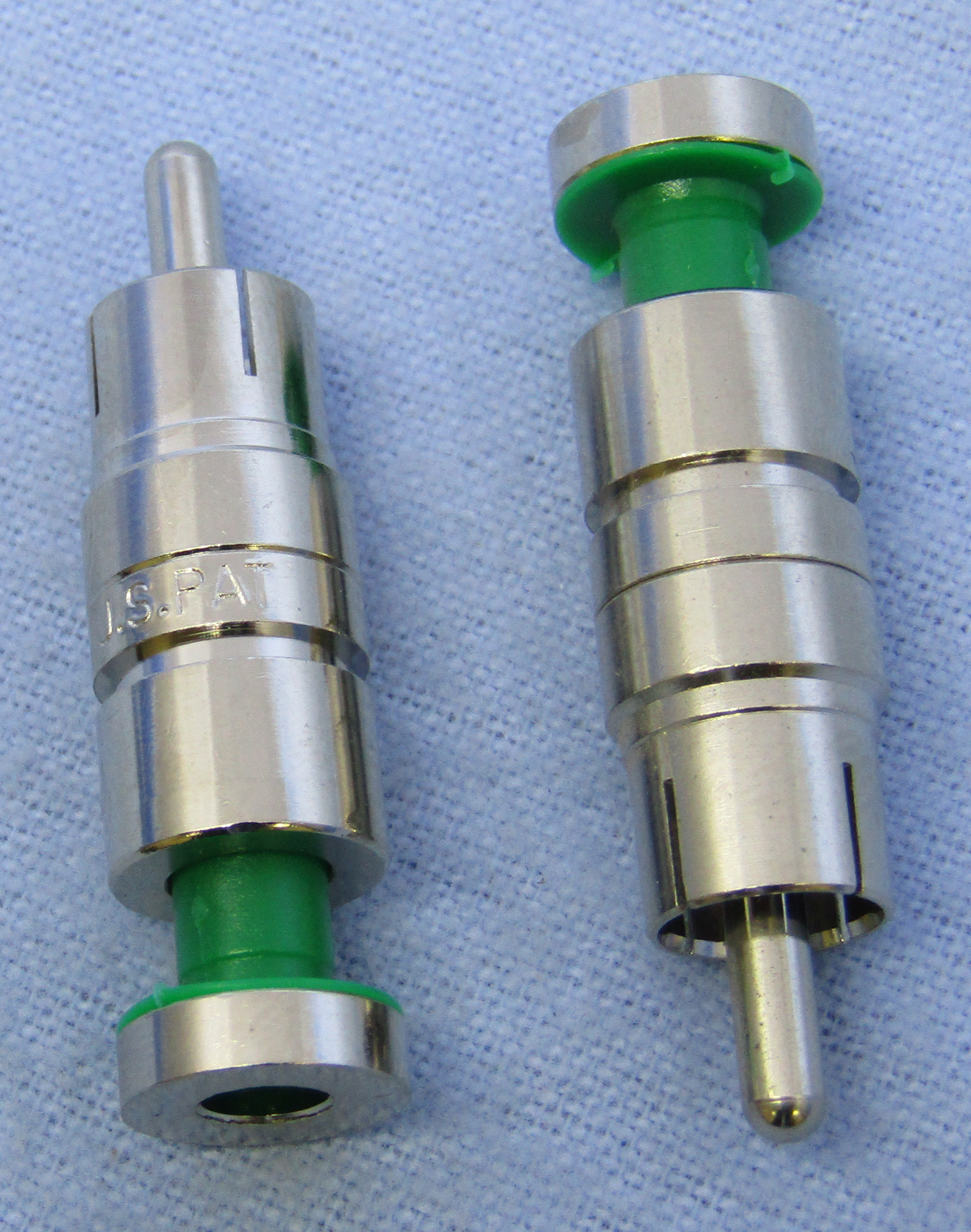 RCA Male Comp.-RG174-Green-Nickel